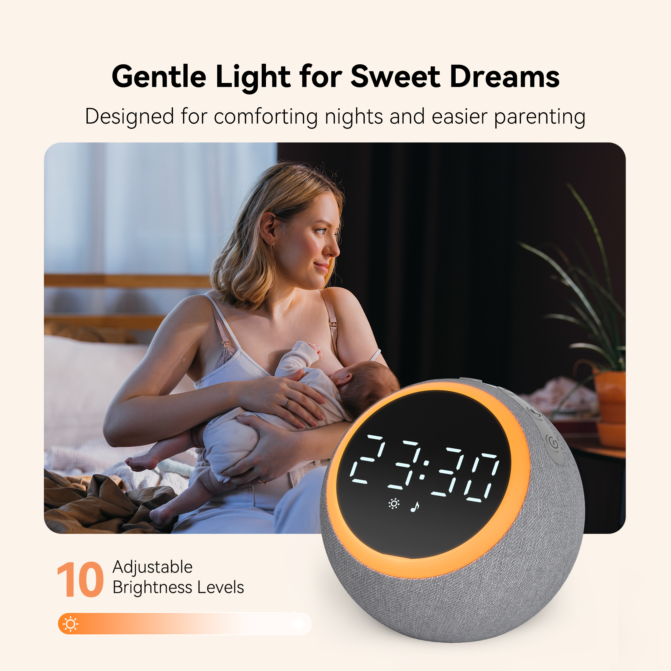 Dreamegg Sound Machine for Sleep, White Noise Machine with Alarm Clocks for Bedrooms, Gray