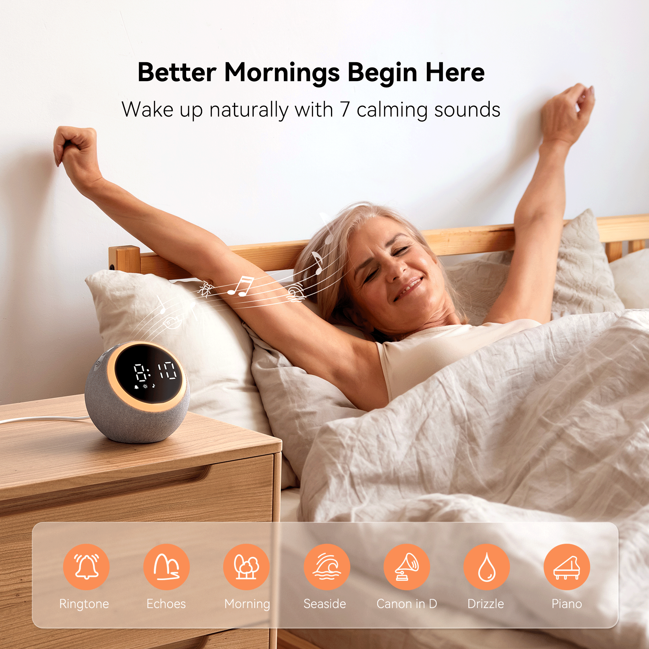 Dreamegg Sound Machine for Sleep, White Noise Machine with Alarm Clocks for Bedrooms, Gray