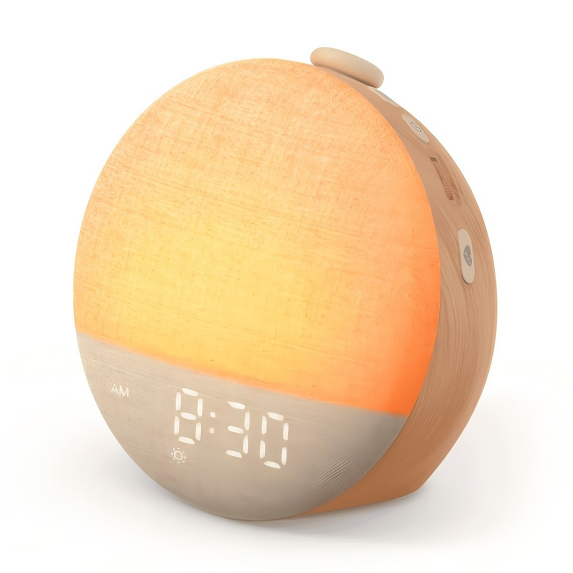 Dreamegg Sunrise Alarm Clock,Wood Grain Sound Machine With 29 Sleep Sounds, White Noise Machine, Wake Up Light Alarm Clock for Baby,Kids, Adults