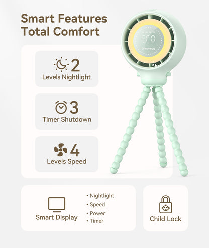 Dreamegg Portable Fan Cooling Stroller Fan for Baby, 4000mAh USB Rechargeable for Travel