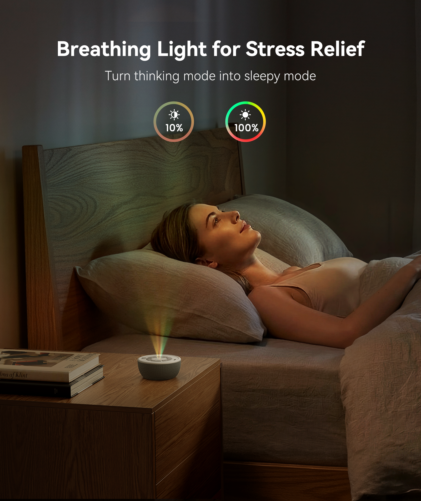 Dreamegg Portable White Noise Machine with "4-7-8" Guided Visual Breathing Light - Sound Machine with 9 Soothing Sounds & Timer for Adults Sleeping, Stress & Anxiety Relief, Travel, USB-C Rechargeable