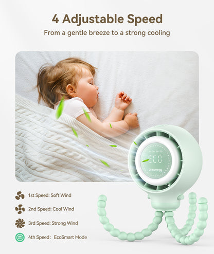 Dreamegg Portable Fan Cooling Stroller Fan for Baby, 4000mAh USB Rechargeable for Travel