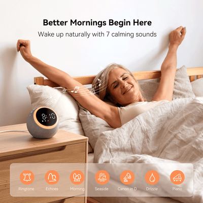 Dreamegg Sound Machine for Sleep, White Noise Machine with Alarm Clocks for Bedrooms, Gray