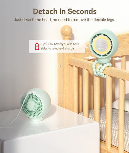 Dreamegg Portable Fan Cooling Stroller Fan for Baby, 4000mAh USB Rechargeable for Travel